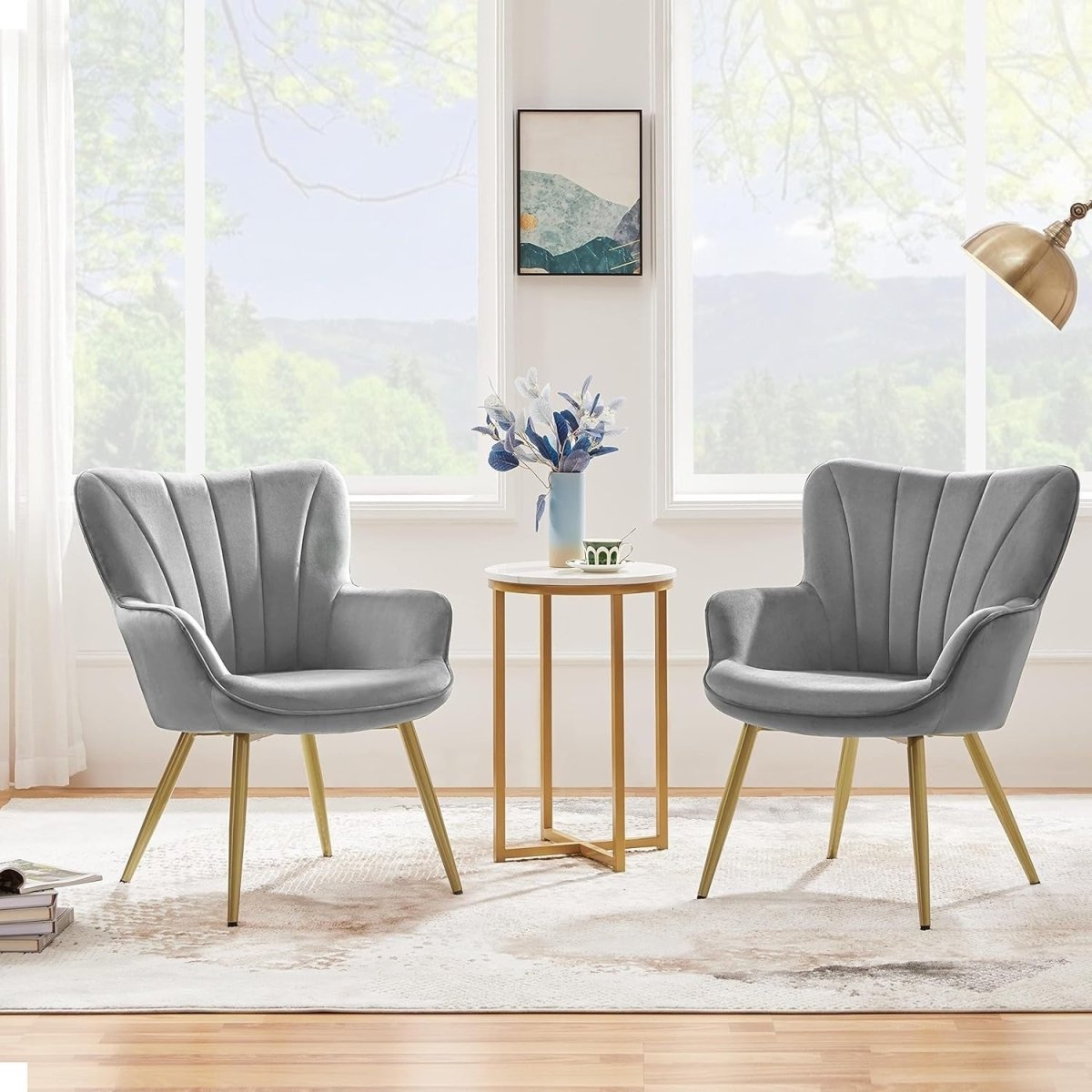 Dark Grey Velvet Accent Chair with High Back for Lounge, Vanity or Office - Kwikley