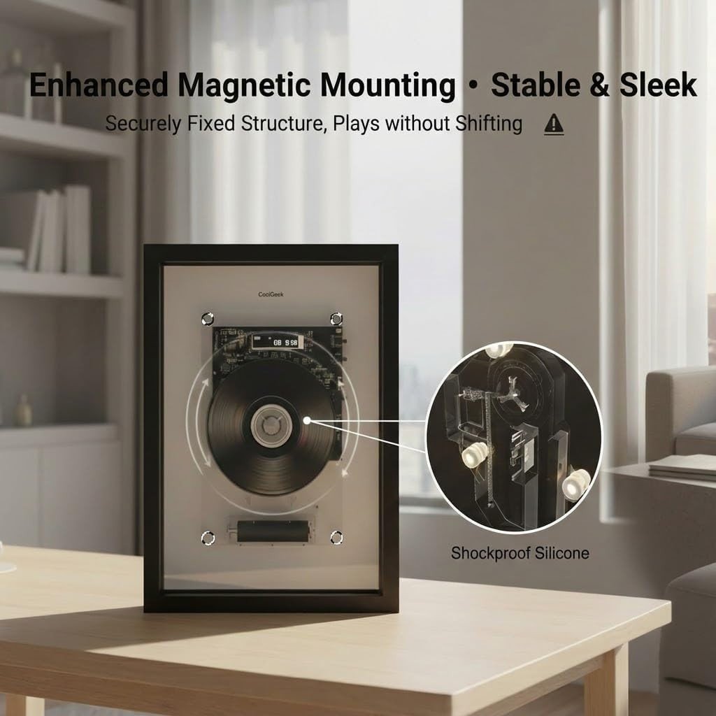 Decorative Bluetooth CD Player Wall Mount Retro Frame HiFi AUX - Kwikley