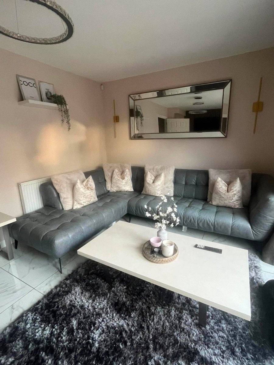 Deep Grey Cosy Leather Corner Sofa (PTP) - Kwikley