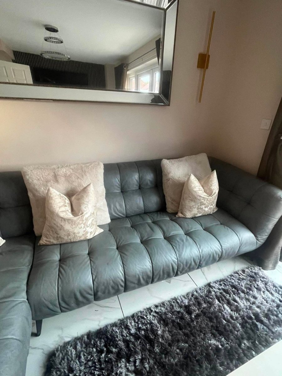 Deep Grey Cosy Leather Corner Sofa (PTP) - Kwikley