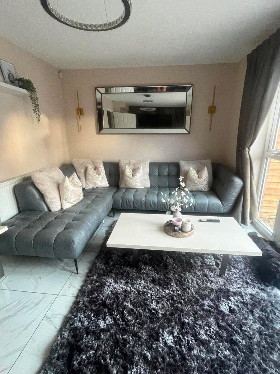Deep Grey Cosy Leather Corner Sofa (PTP) - Kwikley