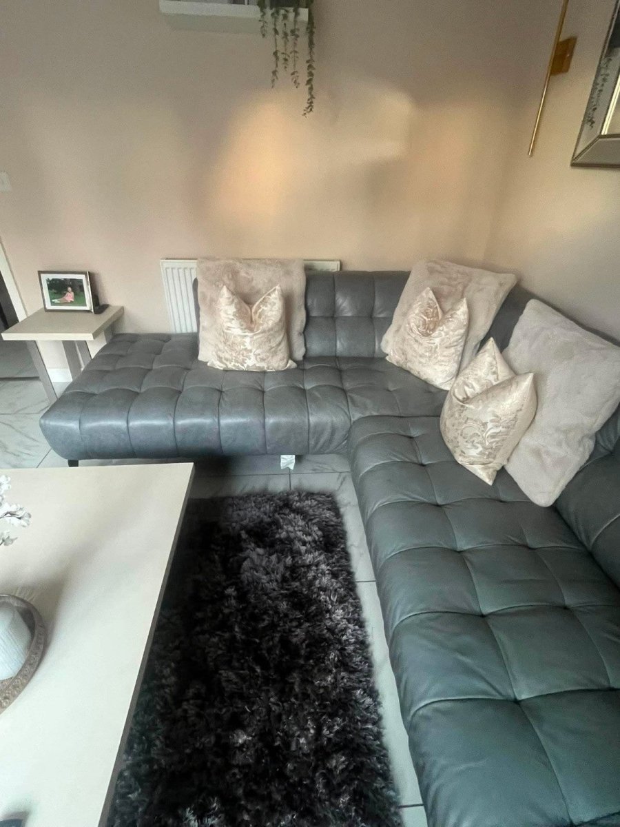 Deep Grey Cosy Leather Corner Sofa (PTP) - Kwikley