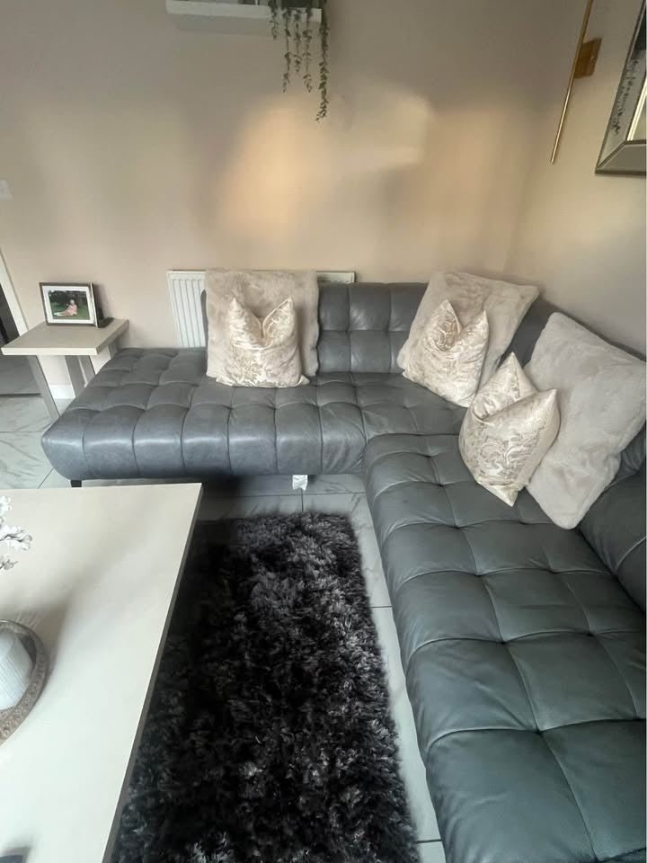 Deep Grey Cosy Leather Corner Sofa (PTP) - Kwikley