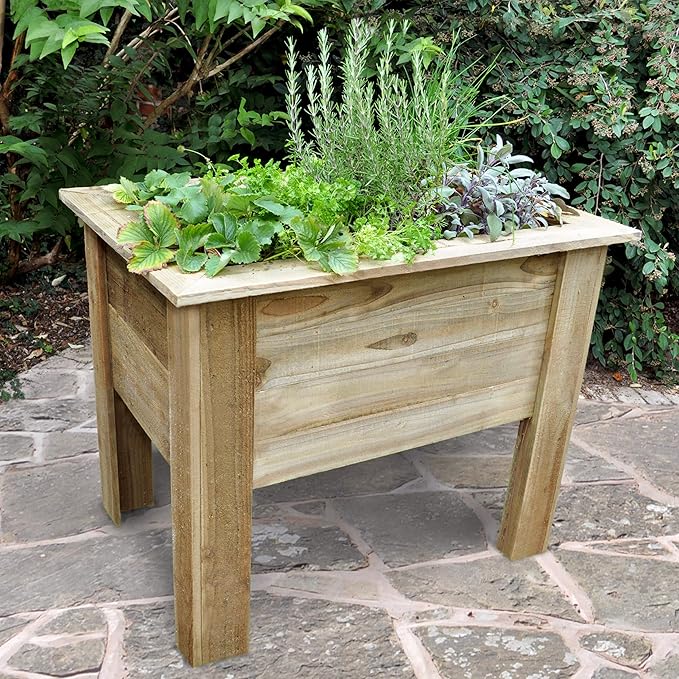 Deep Root Wooden Planter 100cm Raised Garden Bed 180L - Kwikley