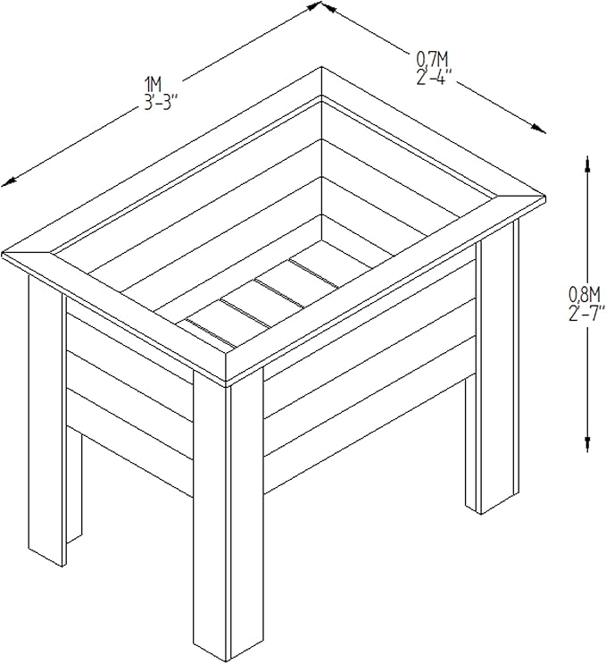 Deep Root Wooden Planter 100cm Raised Garden Bed 180L - Kwikley