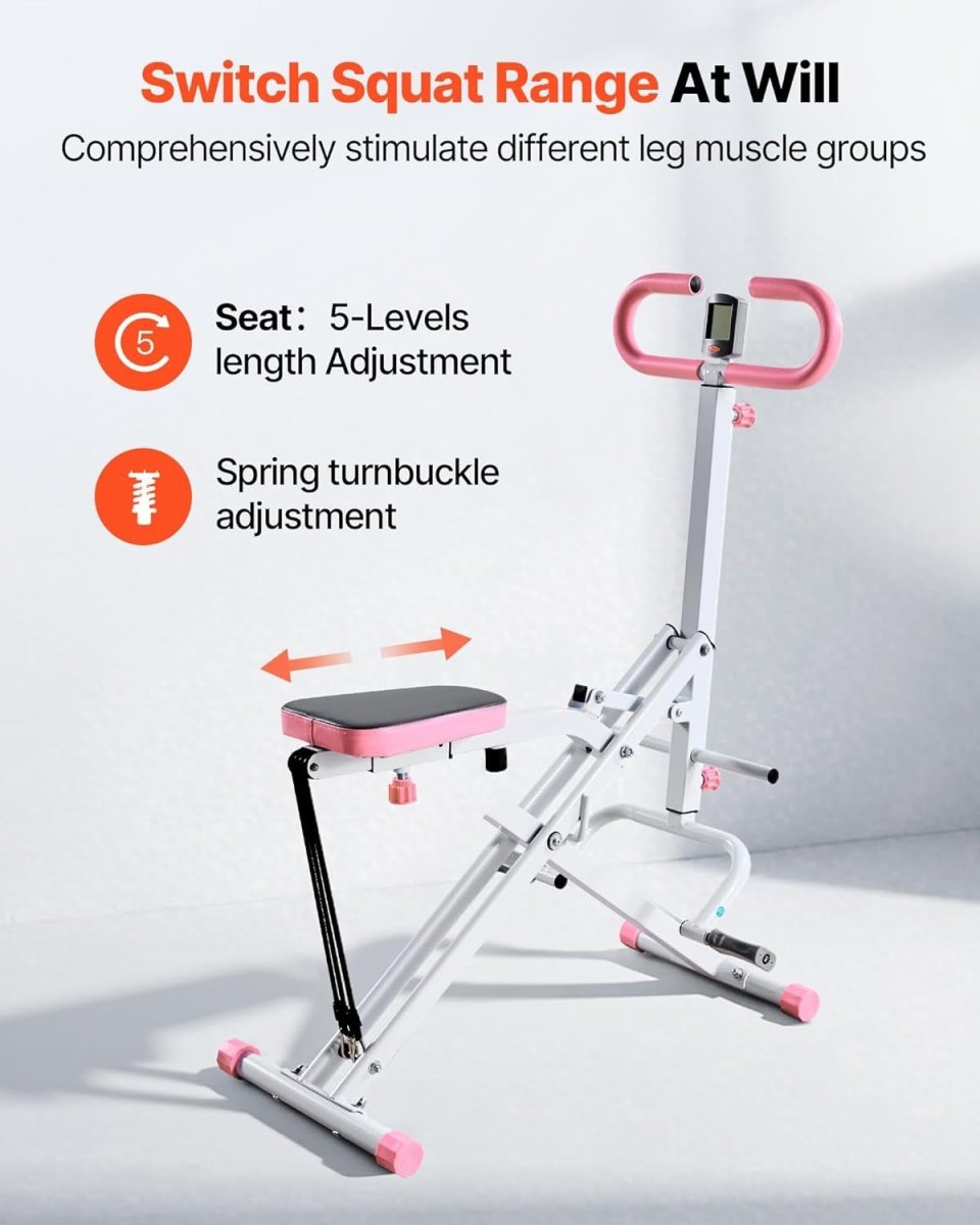 Deep Squat Rowing Machine Foldable Glute Leg Trainer Adjustable Bands Gym - Kwikley