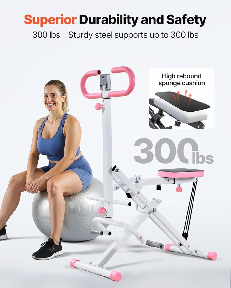 Deep Squat Rowing Machine Foldable Glute Leg Trainer Adjustable Bands Gym - Kwikley