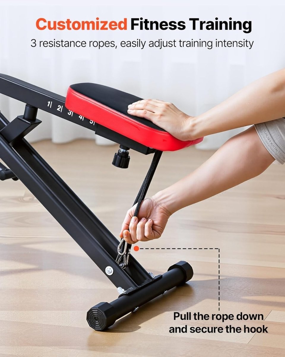 Deep Squat Rowing Machine Foldable Glute Leg Trainer Adjustable Bands Home Gym - Kwikley