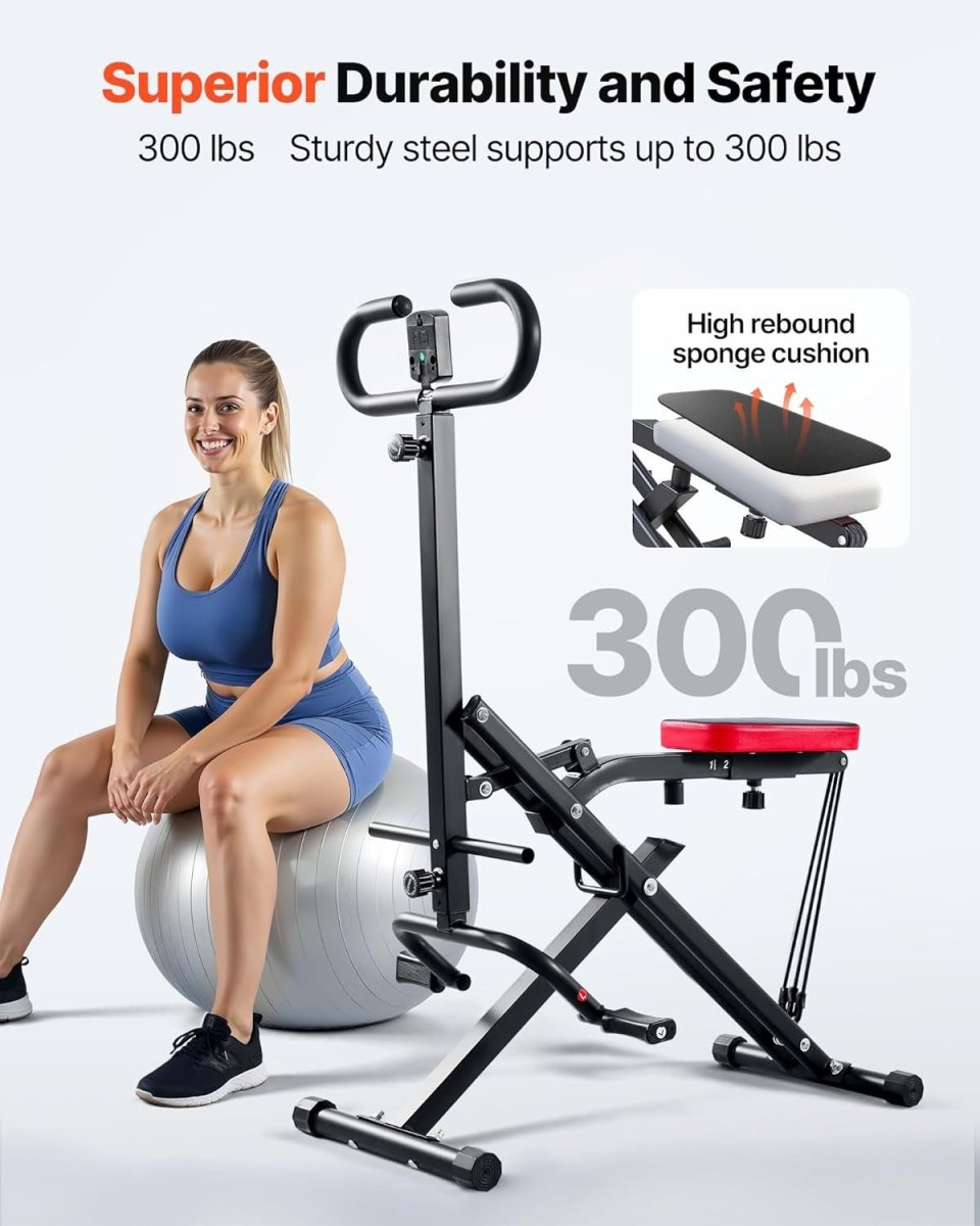 Deep Squat Rowing Machine Foldable Glute Leg Trainer Adjustable Bands Home Gym - Kwikley