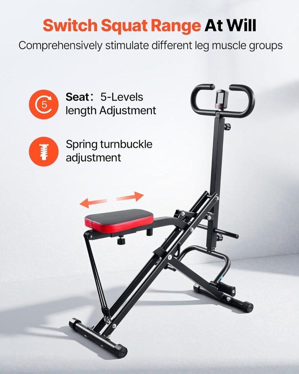 Deep Squat Rowing Machine Foldable Glute Leg Trainer Adjustable Bands Home Gym - Kwikley