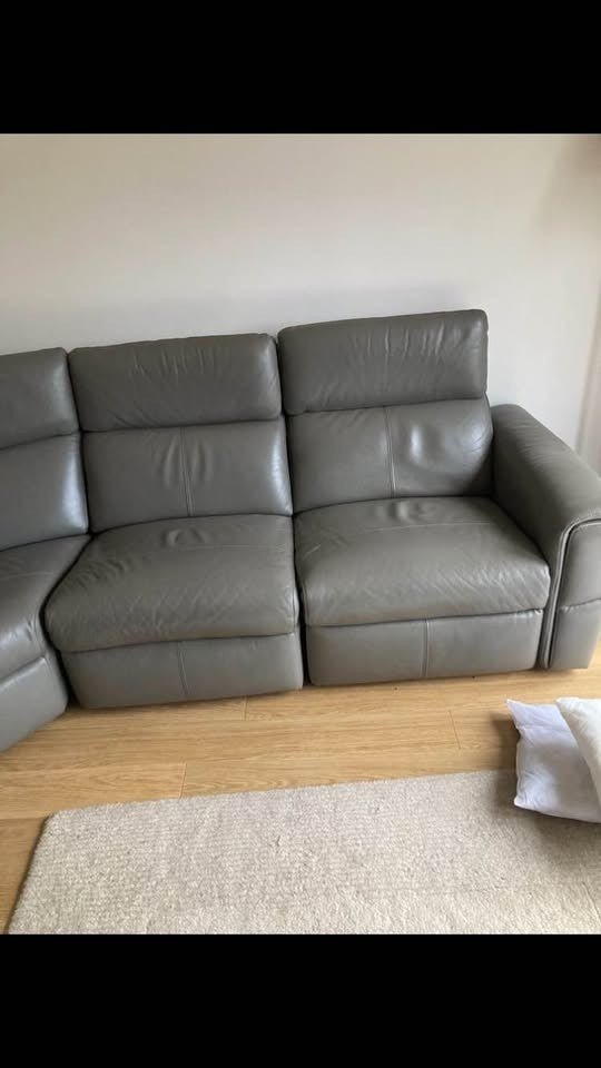 Deep Steel Grey Leather Corner Sofa (PTP) - Kwikley