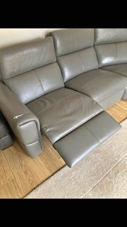 Deep Steel Grey Leather Corner Sofa (PTP) - Kwikley