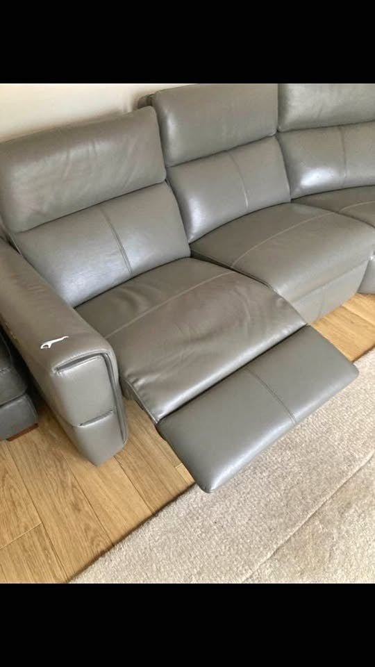 Deep Steel Grey Leather Corner Sofa (PTP) - Kwikley