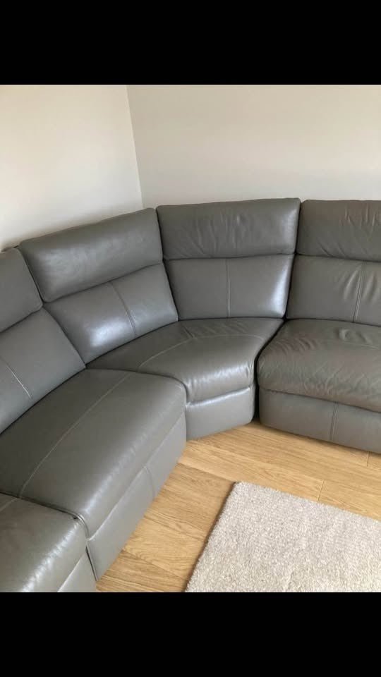 Deep Steel Grey Leather Corner Sofa (PTP) - Kwikley