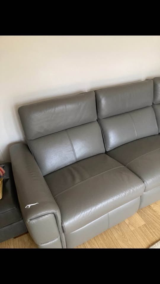 Deep Steel Grey Leather Corner Sofa (PTP) - Kwikley