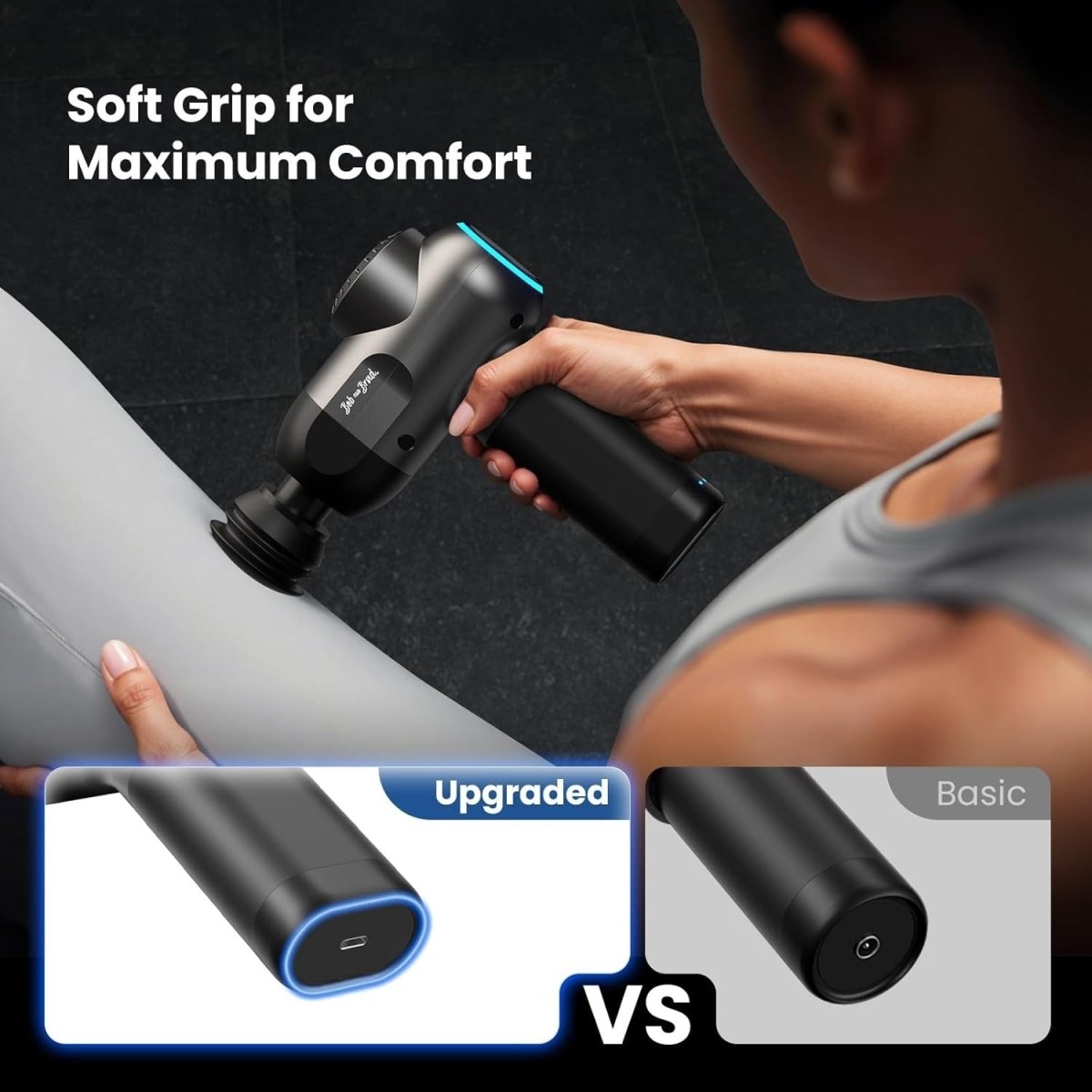 Deep Tissue Massage Gun Quiet Percussion Muscle Recovery 5 Speeds 5 Heads - Kwikley