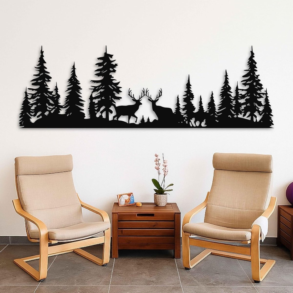 Deer Forest Metal Wall Art Trees Wildlife Farmhouse Decor - Kwikley