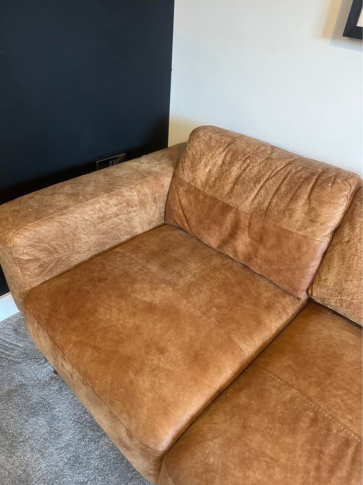 Delight Tan Leather 3 Seater Sofa (PTP) - Kwikley