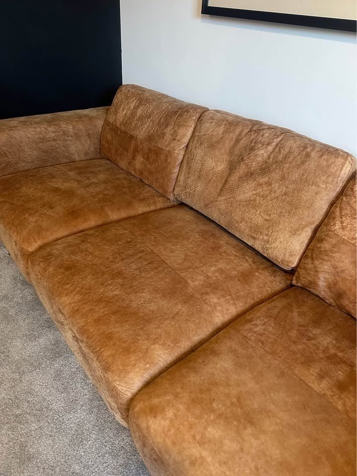 Delight Tan Leather 3 Seater Sofa (PTP) - Kwikley
