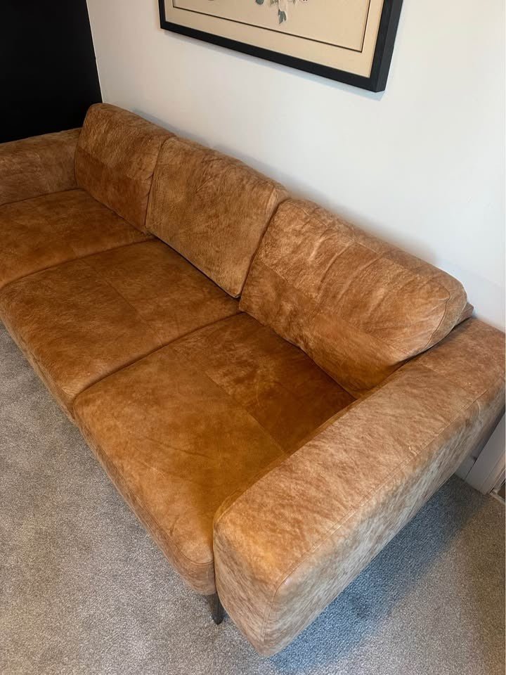Delight Tan Leather 3 Seater Sofa (PTP) - Kwikley