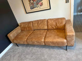 Delight Tan Leather 3 Seater Sofa (PTP)