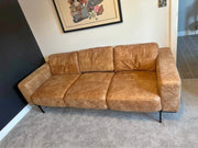 Delight Tan Leather 3 Seater Sofa (PTP) - Kwikley