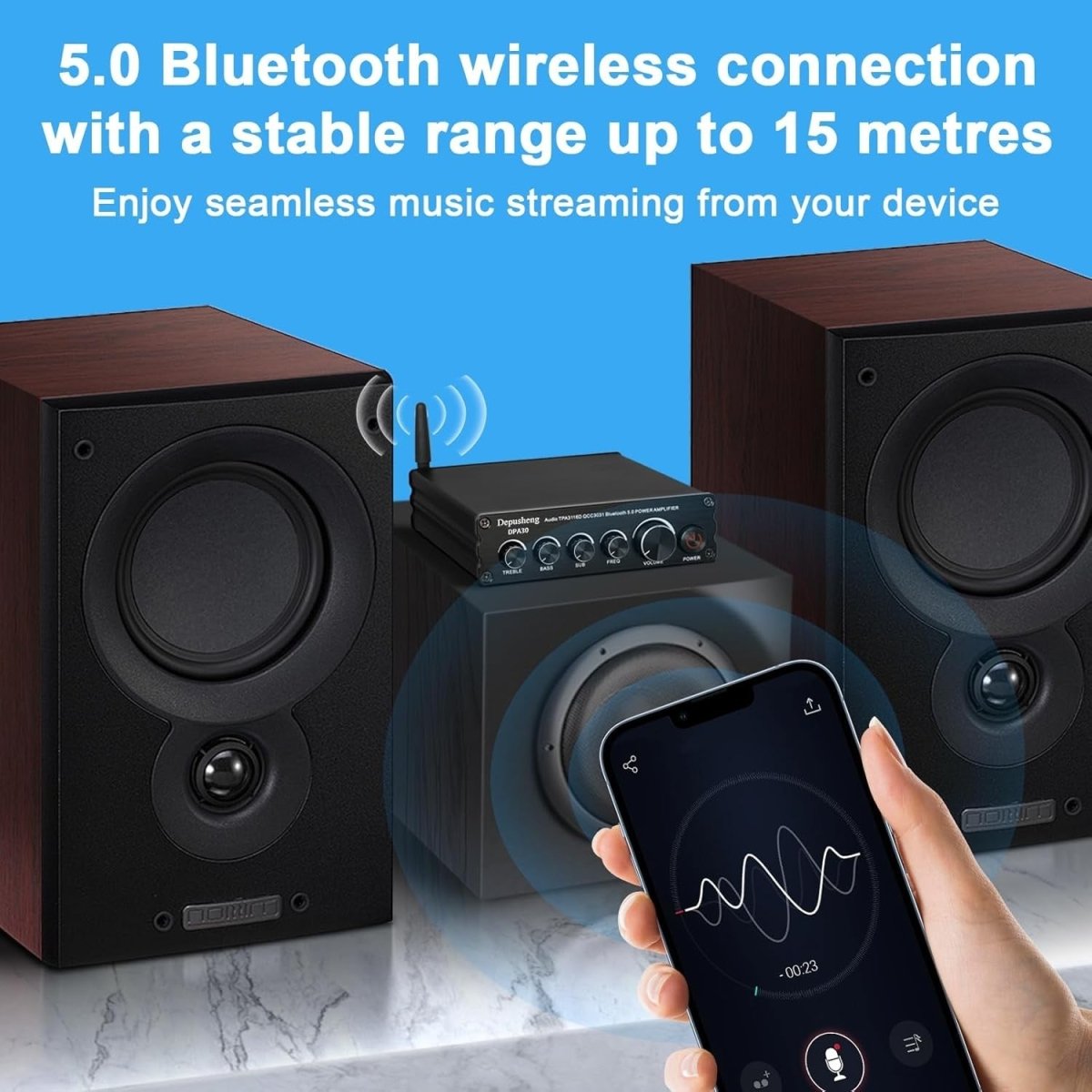 Depusheng DPA30 2.1 Channel Bluetooth Hi - Fi Amplifier 50Wx2+100W - Kwikley