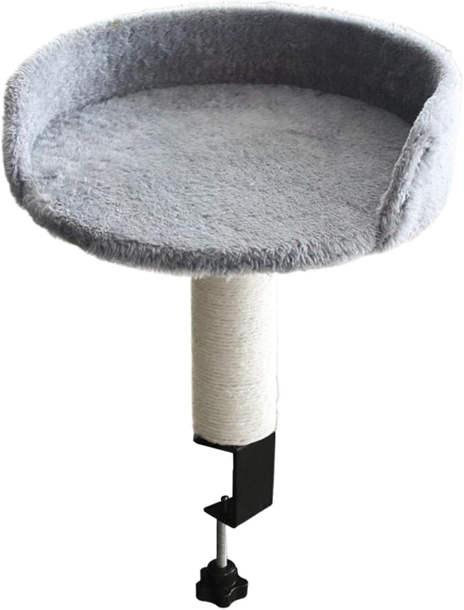 Desk Mounted Cat Bed Hammock w/ Scratching Post Removable Soft Pad - Kwikley