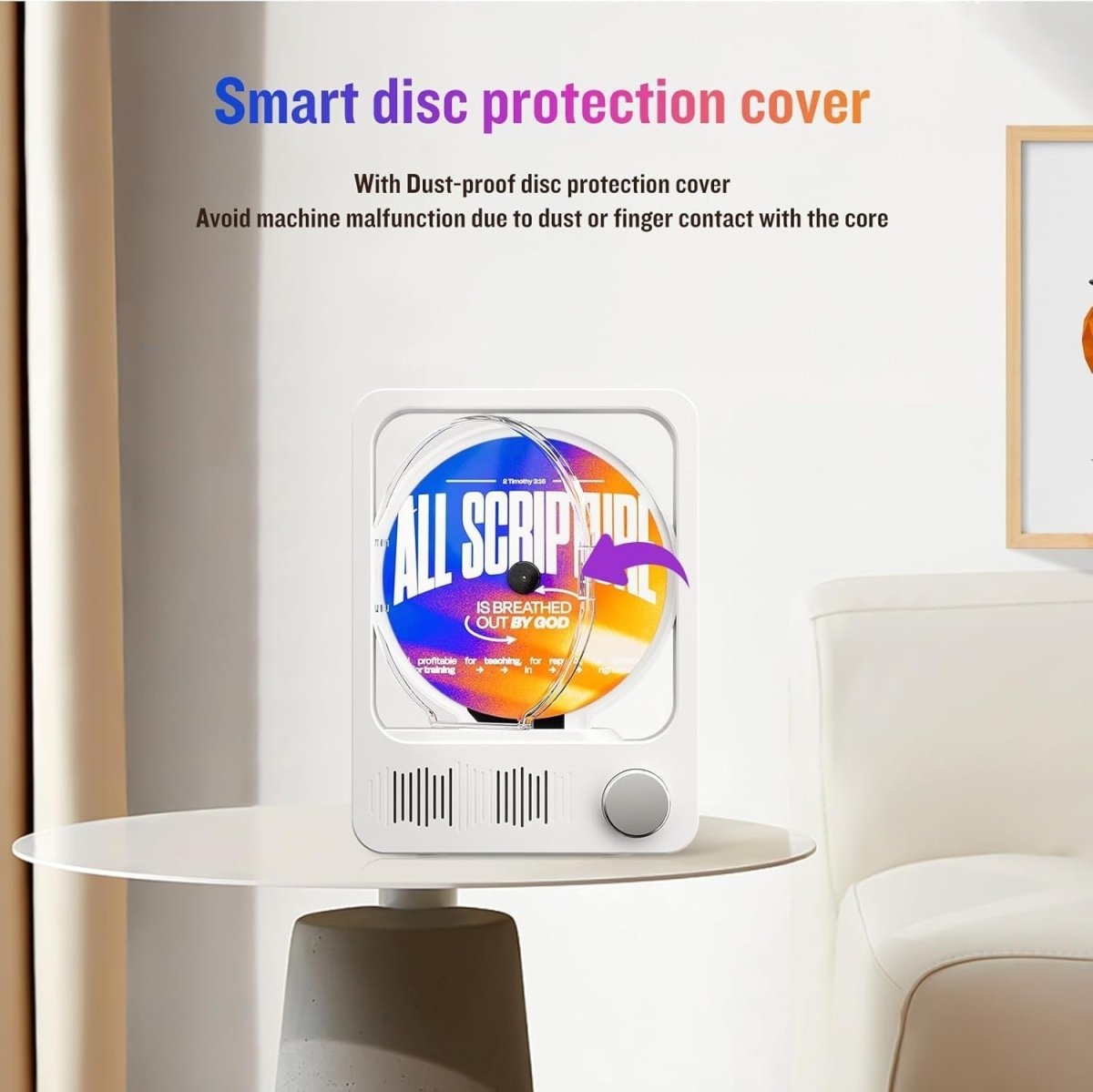 Desktop CD Player Bluetooth 5.3 HiFi Speakers LED Remote White - Kwikley