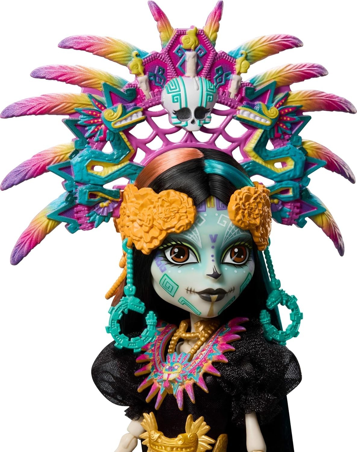 Día de Muertos Collector Doll Aztec Gown Headdress Display - Kwikley