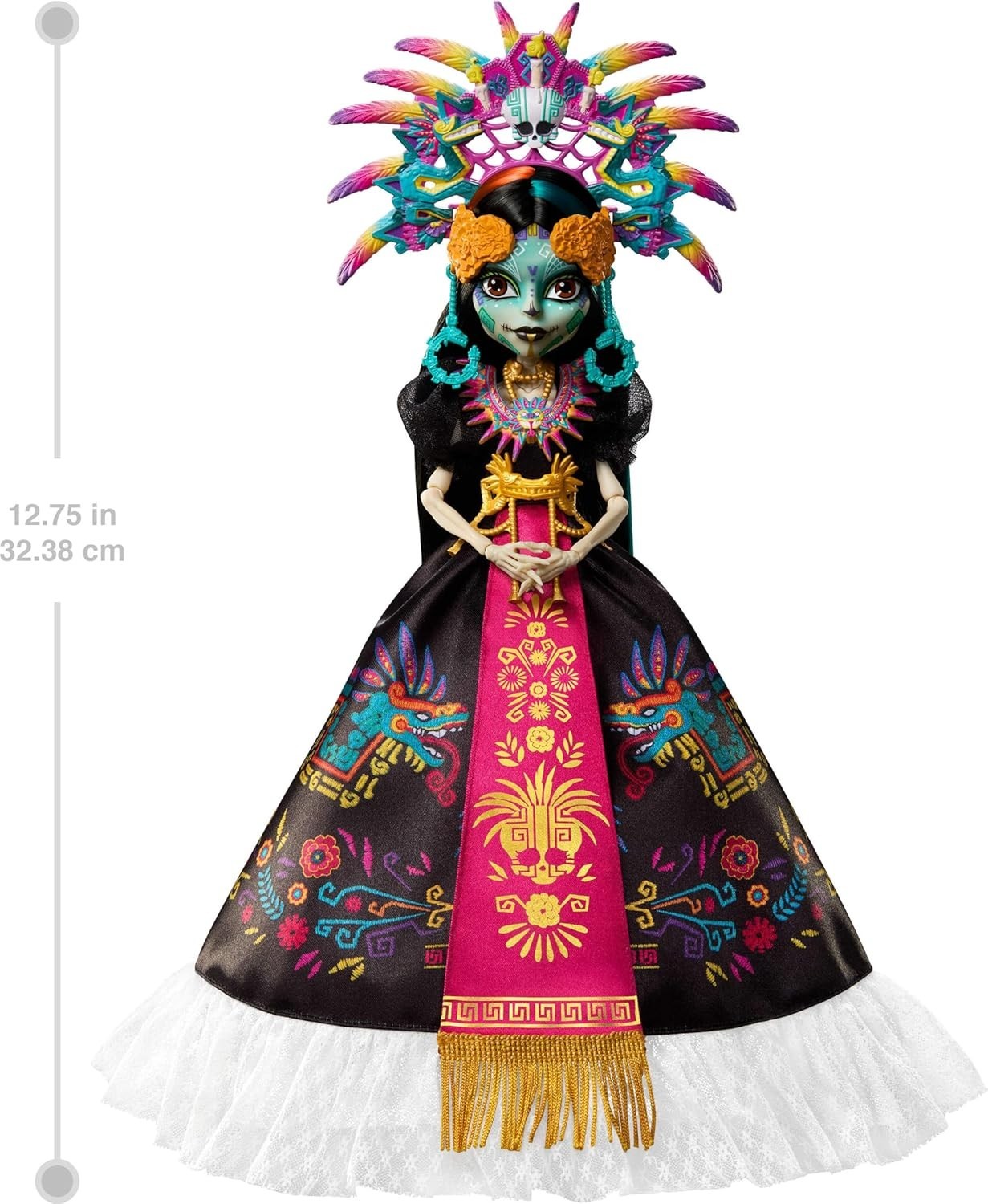 Día de Muertos Collector Doll Aztec Gown Headdress Display - Kwikley