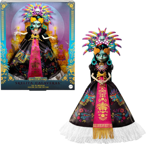 Día de Muertos Collector Doll Aztec Gown Headdress Display - Kwikley