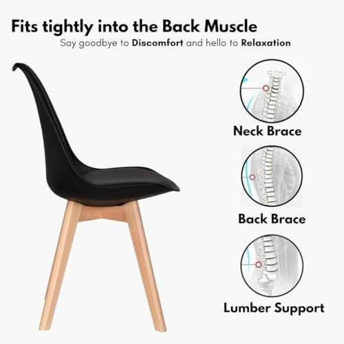 Dining Chairs Set of 4 Wooden Legs Padded Cushion Seat Kitchen Chairs Black - Kwikley