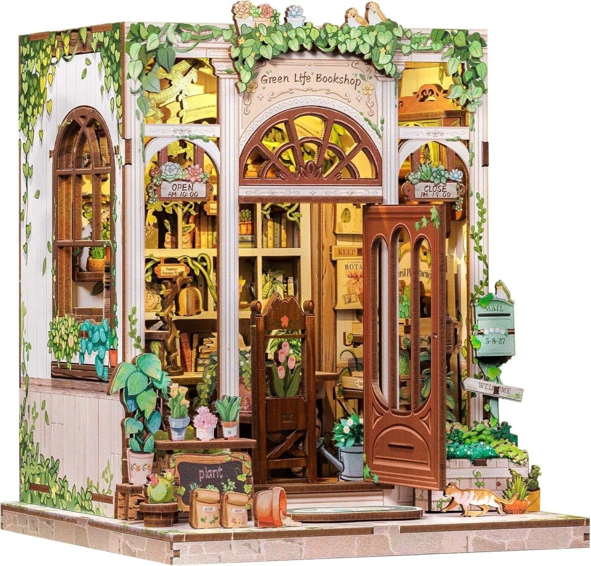 DIY Book Nook Kit 3D Wooden Dollhouse Bookshelf Diorama Puzzle Decor - Kwikley