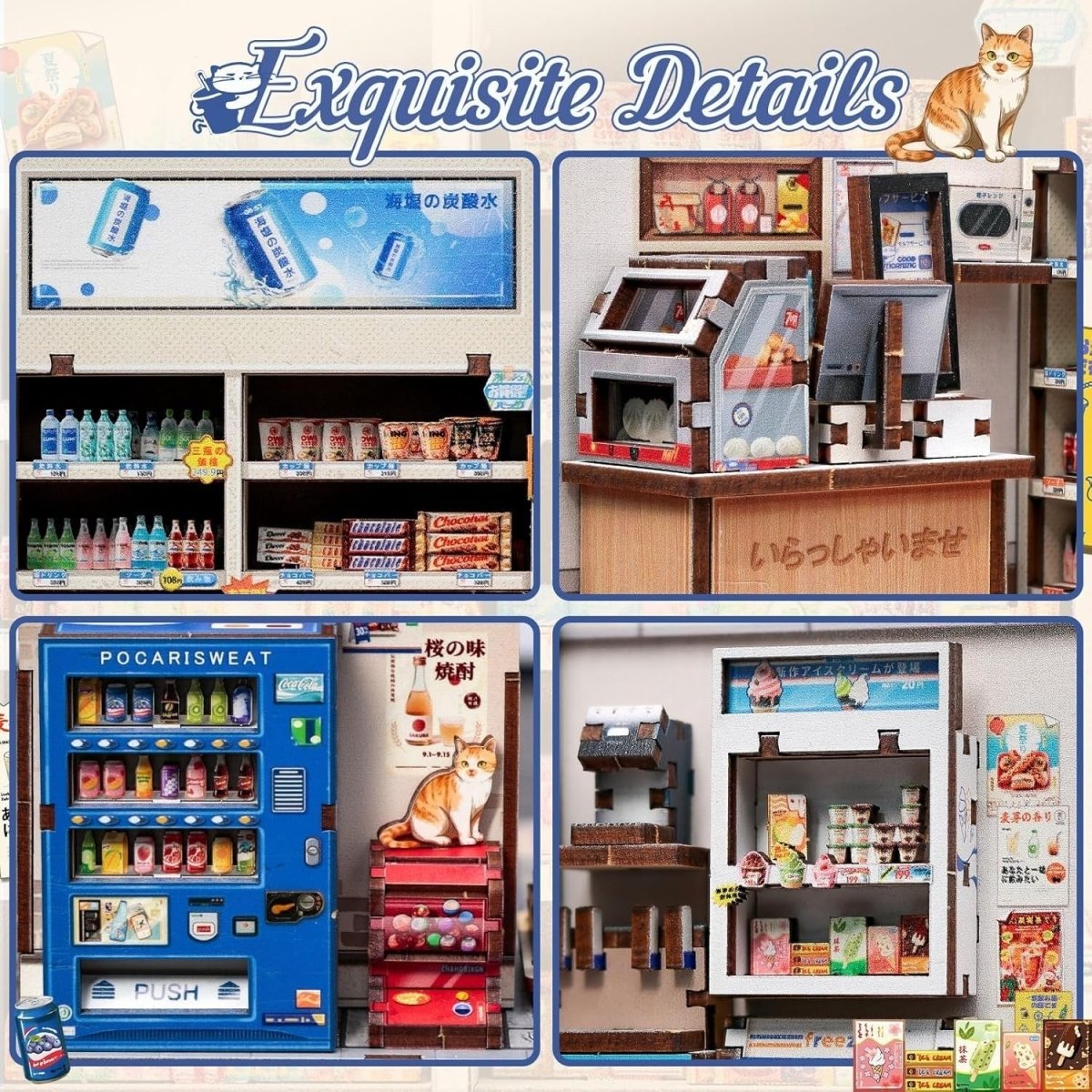 DIY Book Nook Kit Japanese Miniature House 3D Wooden Puzzle LED Decor - Kwikley
