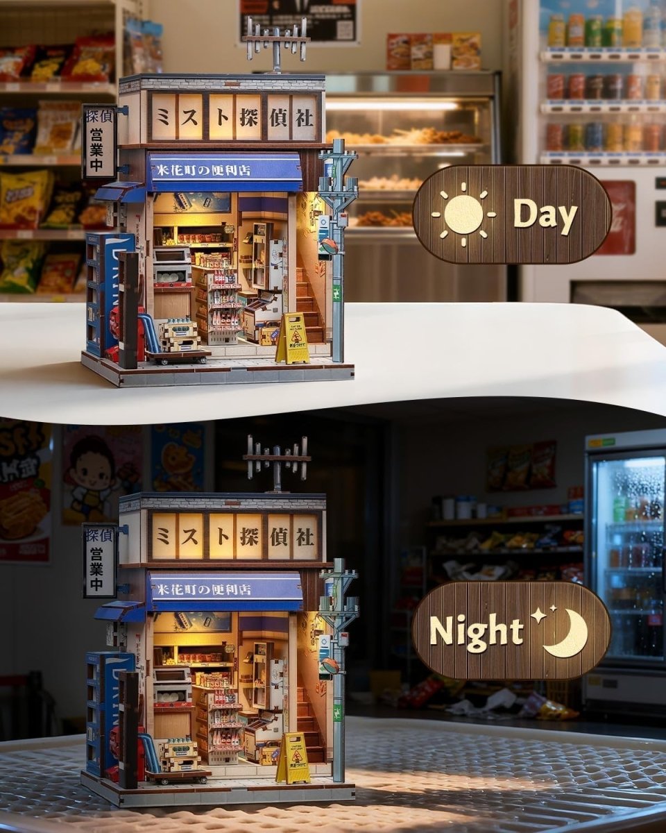 DIY Book Nook Kit Japanese Miniature House LED Wooden Puzzle Bookend - Kwikley