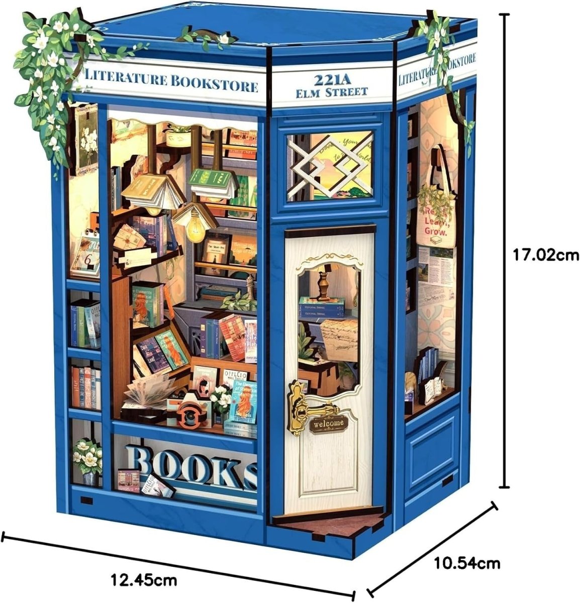 DIY Book Nook Kit LED Miniature Bookshop 3D Wooden Puzzle Decor Gift - Kwikley