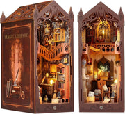 DIY Book Nook Kit Magic Library Miniature House LED Wooden Puzzle Decor - Kwikley