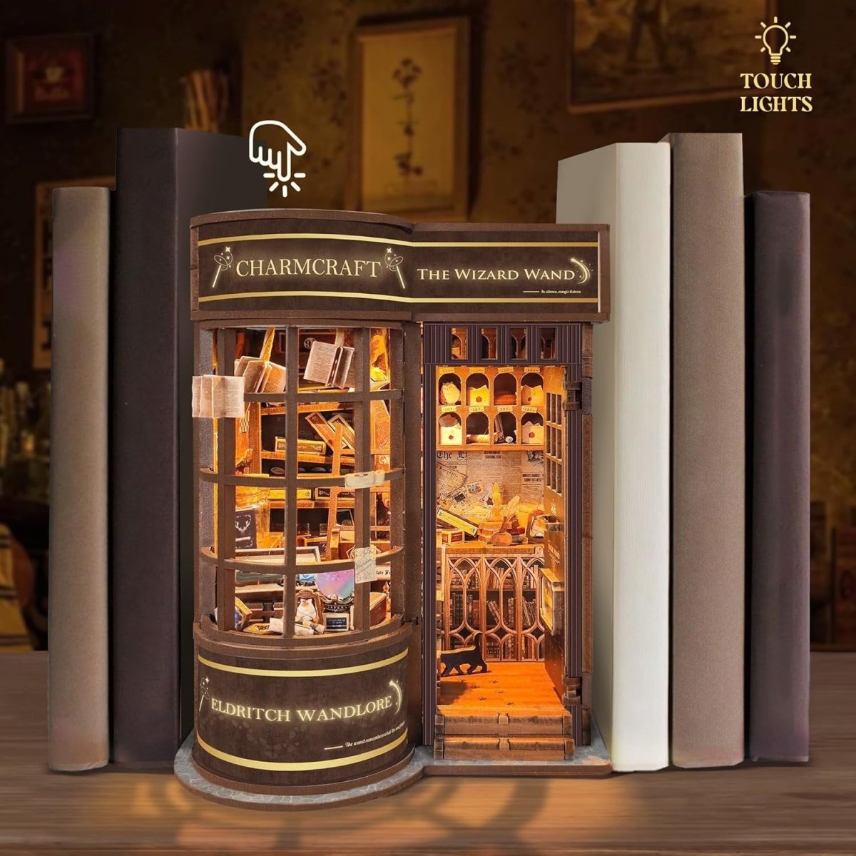 DIY Book Nook Kit Magic Wand Shop 3D Wooden Puzzle Bookshelf Decor - Kwikley