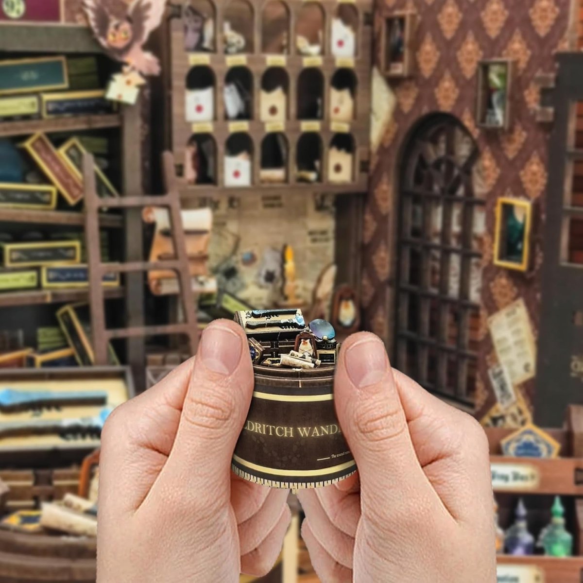 DIY Book Nook Kit Magic Wand Shop 3D Wooden Puzzle Bookshelf Decor - Kwikley