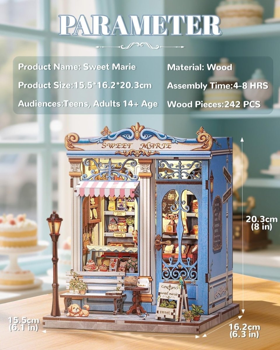 DIY Book Nook Kit Miniature Bakery Dollhouse LED Bookend Decor Gift - Kwikley