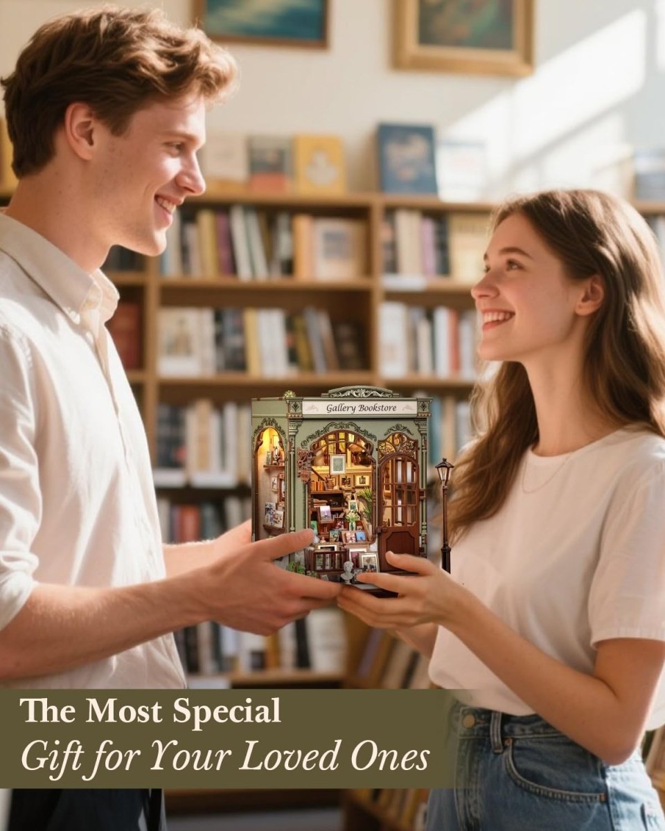 DIY Book Nook Kit Miniature Bookstore LED Bookshelf Decor Puzzle - Kwikley