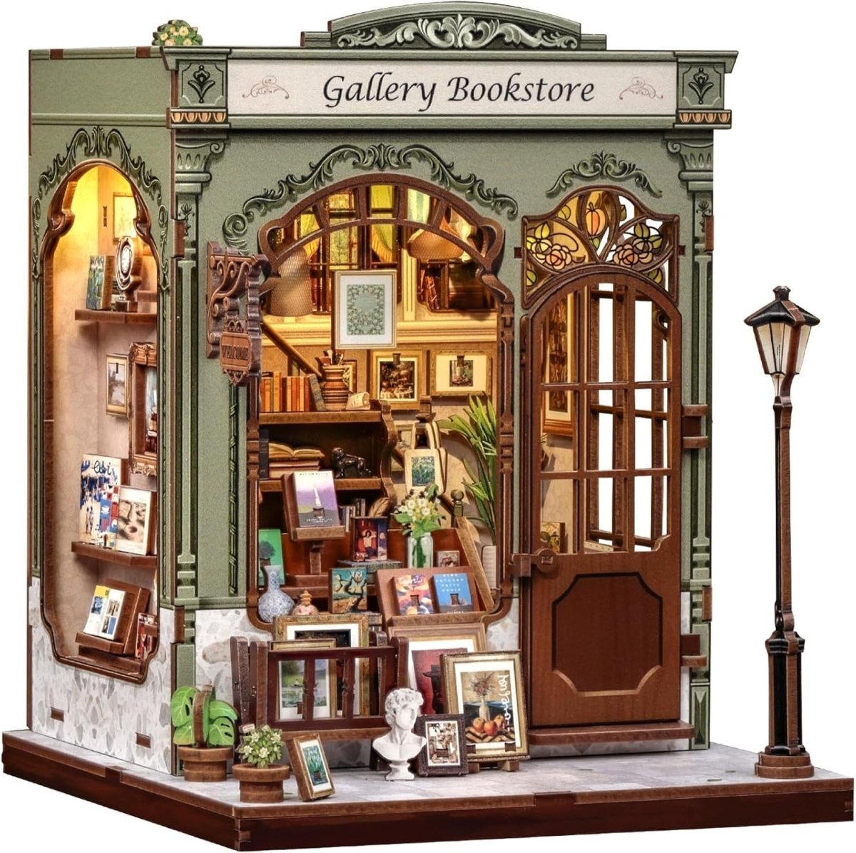 DIY Book Nook Kit Miniature Bookstore LED Bookshelf Decor Puzzle - Kwikley