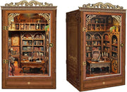 DIY Book Nook Kit Miniature Dollhouse Bookshelf Insert LED Wooden Puzzle - Kwikley