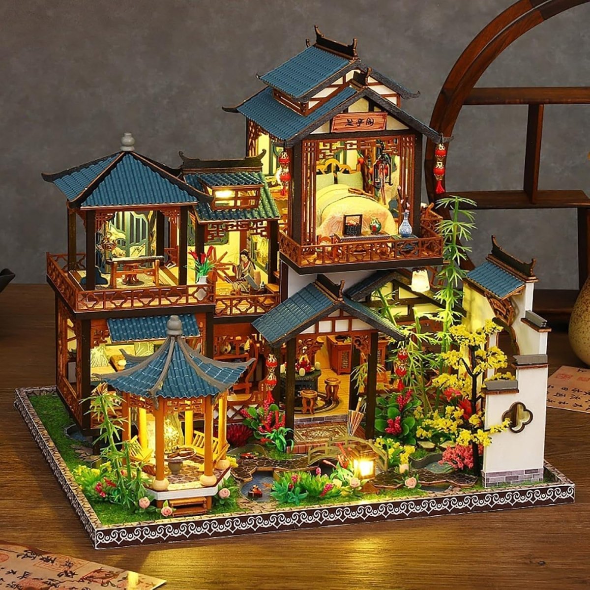 DIY Book Nook Kit Miniature Dollhouse LED Wooden Puzzle Bookend Decor - Kwikley