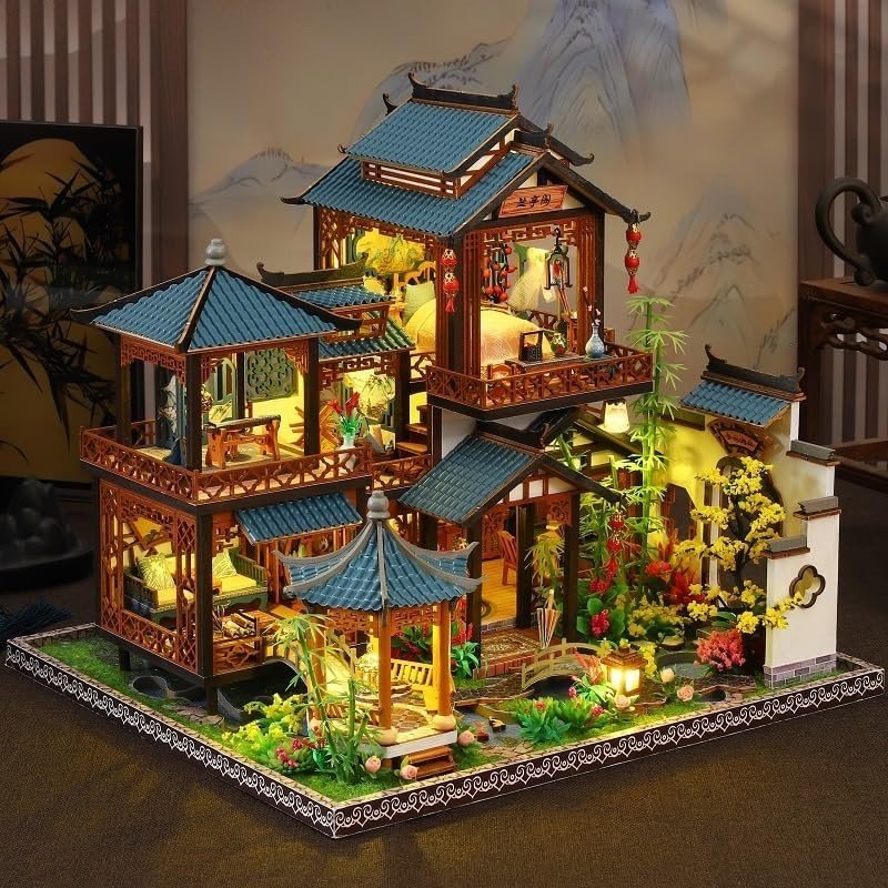 DIY Book Nook Kit Miniature Dollhouse LED Wooden Puzzle Bookend Decor - Kwikley