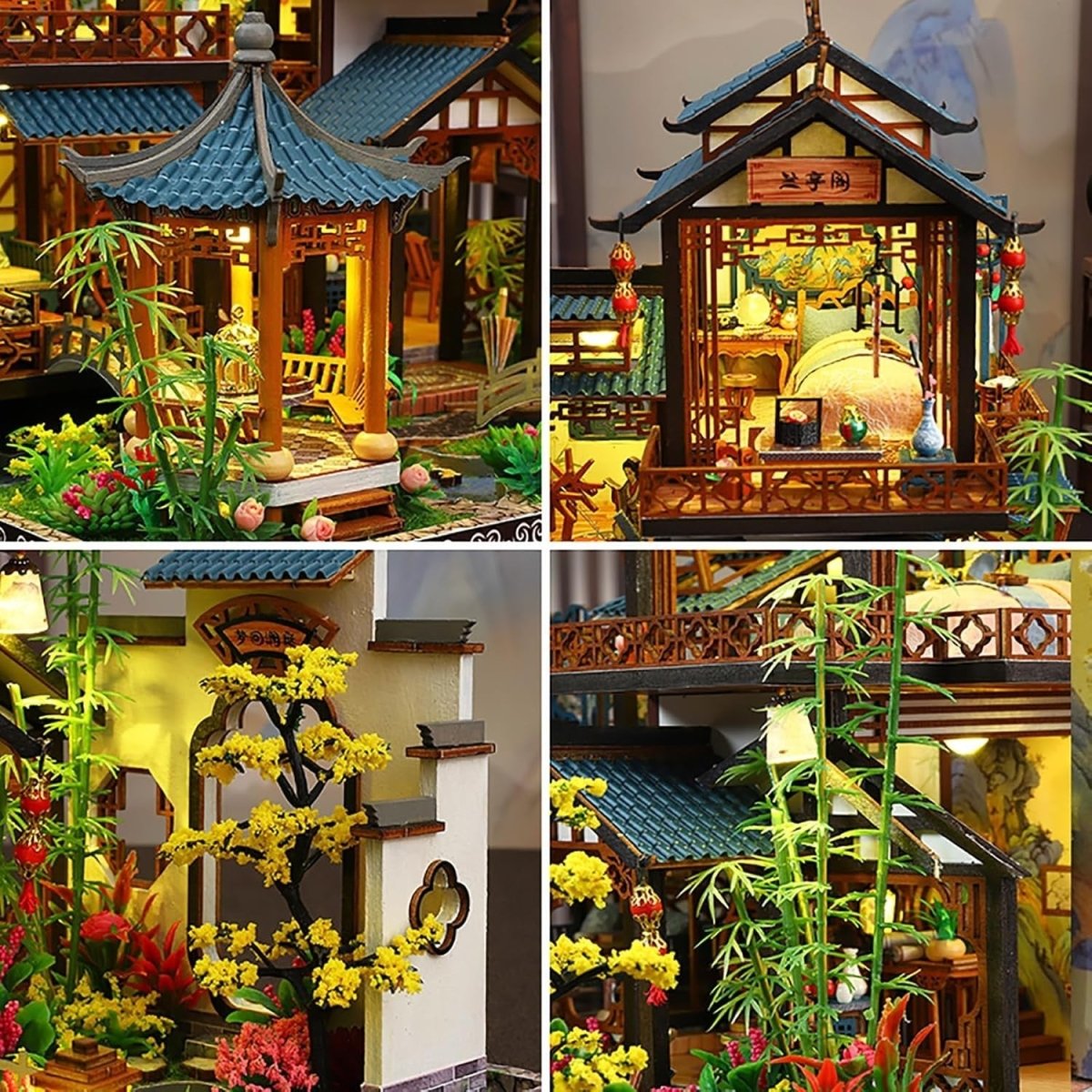 DIY Book Nook Kit Miniature Dollhouse LED Wooden Puzzle Bookend Decor - Kwikley