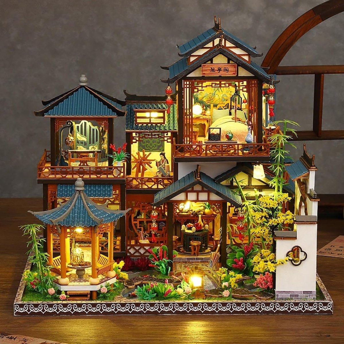 DIY Book Nook Kit Miniature Dollhouse LED Wooden Puzzle Bookend Decor - Kwikley