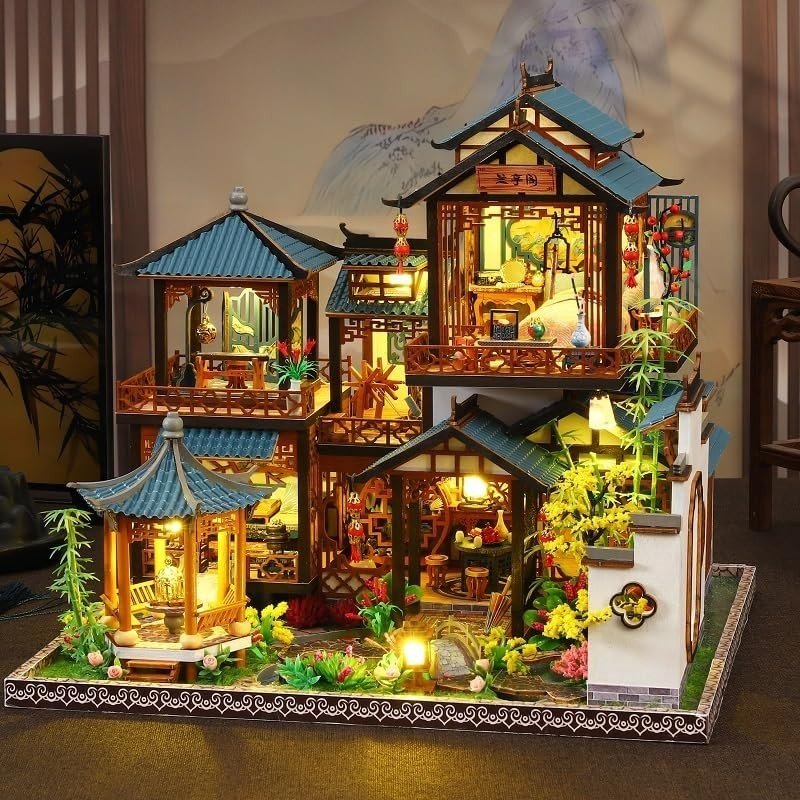 DIY Book Nook Kit Miniature Dollhouse LED Wooden Puzzle Bookend Decor - Kwikley