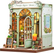 DIY Book Nook Kit Miniature Flower Shop Dollhouse Bookshelf Decor - Kwikley